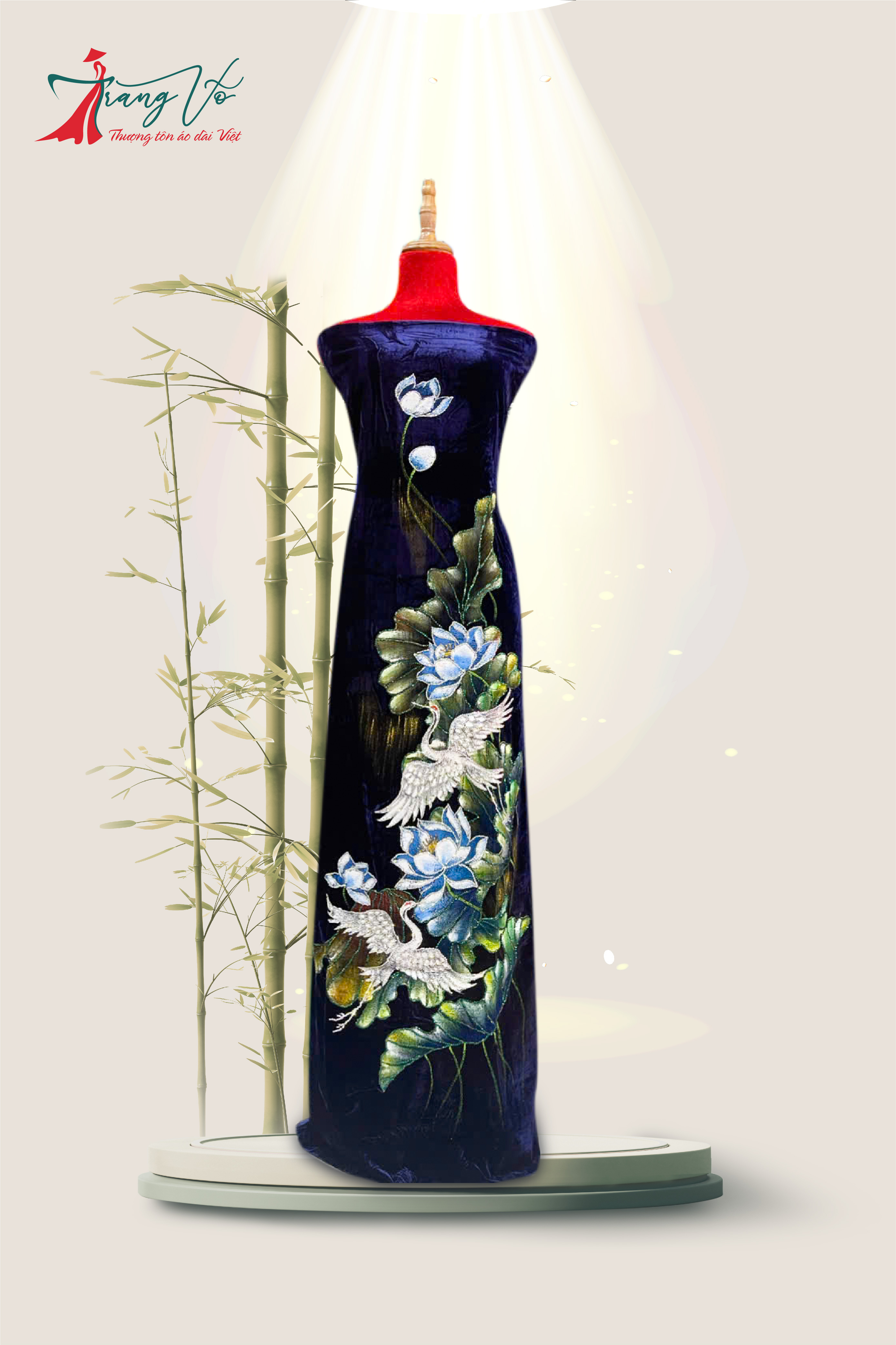 NHUNG TUYẾT VẼ CHIM HẠC ÉP ĐÁ CAO CẤP #02112405